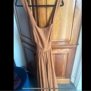 TsiomikKids Women’s Caramel Linen Pinafore Dress XL